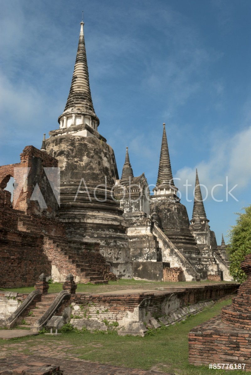Afbeeldingen van Tailandiaayutthaya pagodas vertical